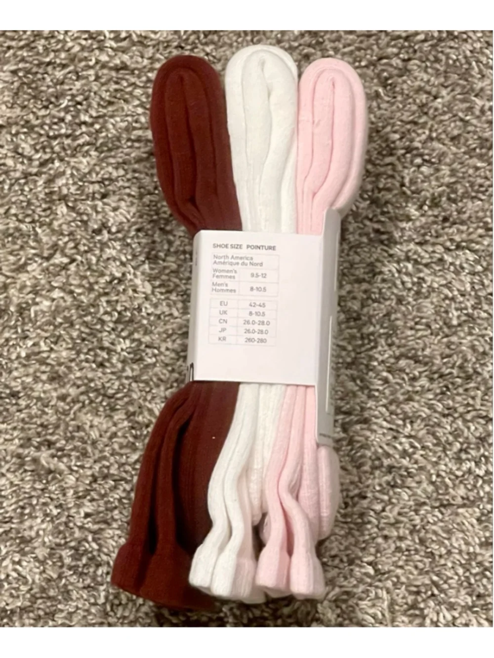 Lululemon Unisex Daily Essential Crew Socks, 3-Pack, Size Large, NWT